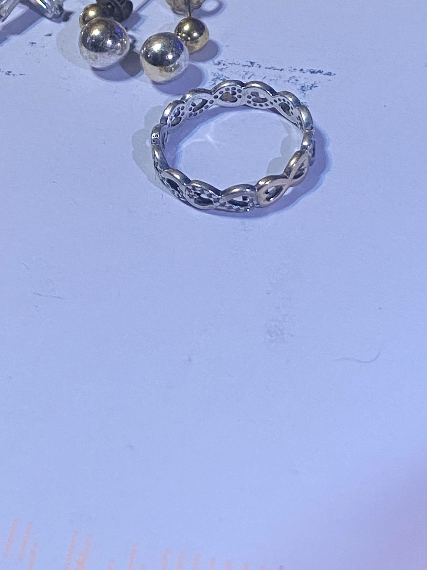 Small lot of silver and gold mixture ring earrings and pendant Rings