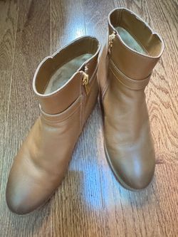 Michael Kors Jilly  Leather Ankle Boots Brown Zip Closure Size 6