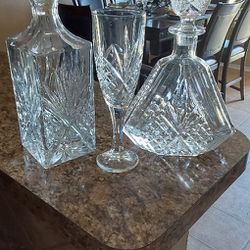 Crystal glass bottles.