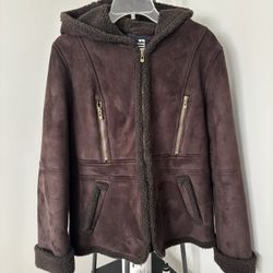 Suede hooded jacket
