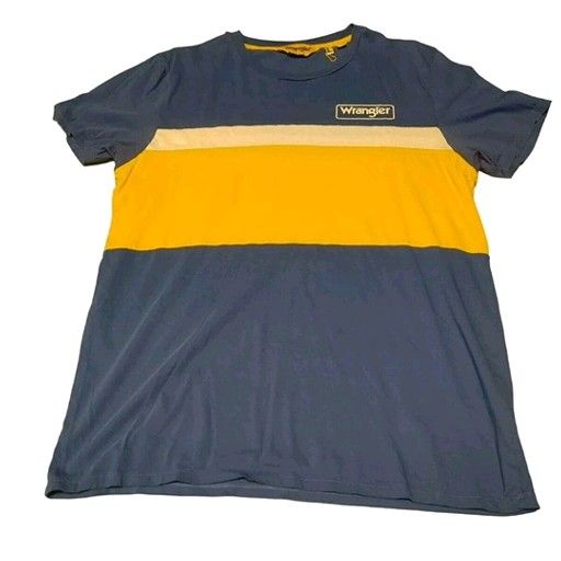 Wrangler Workwear Men's Henley Shirt Short Sleeve, Casual Fit, Yellow/blue/White