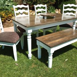 Dining Table Chairs And Handmade Bench Kitchen Table Set 