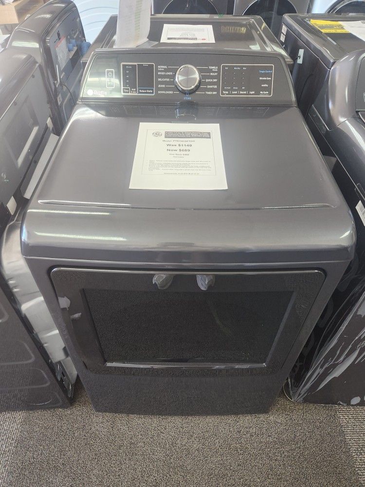 Profile 7.4 cu. ft. Smart Electric Drver in Diamond Gray with Steam, Sanitize Cycle and Sensor Dry, ENERGY STAR