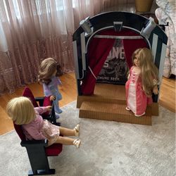 American Girl Doll Molly Theater Stage Set With Movie Seats   Dance Performance Pretend Play