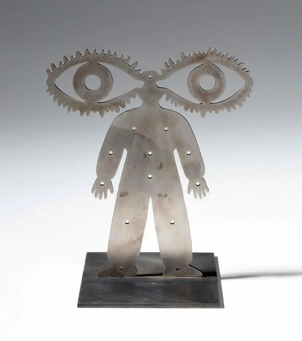 Grisha Bruskin Russian Judaica "Vision" Abstract Kabbalah Figure Steel Sculpture Grisha Bruskin 1992