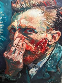 Van Gogh Style Oil Painting Portrait for Bathroom stinker lol
