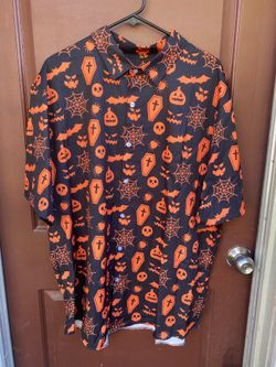 Halloween Pumpkin Button Down Shirt XXL