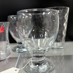 6 Curved Glass Cups 