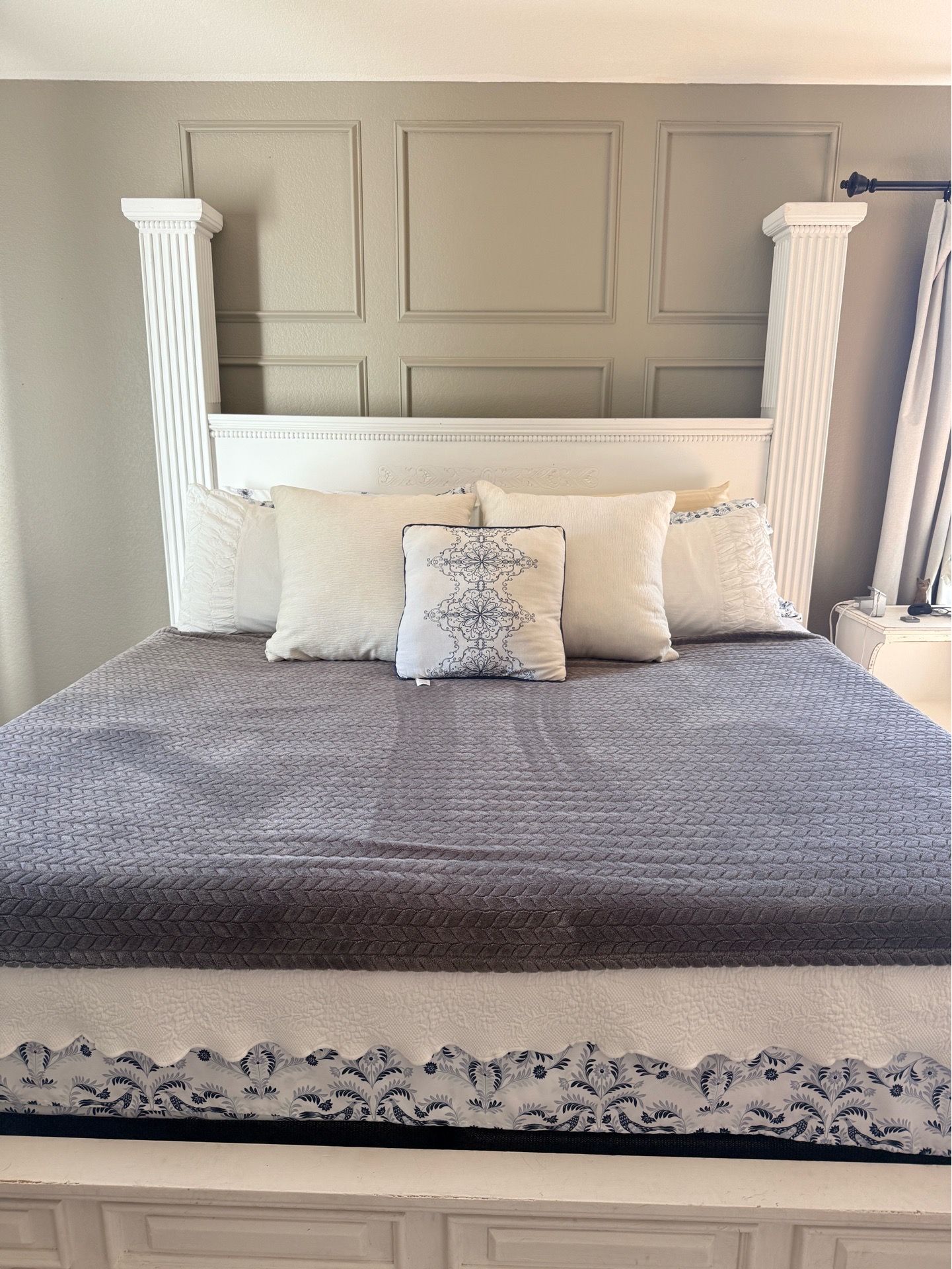 Wooden bed frame.