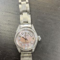 Rolex Ladies Stainless Pink Pearl 💎 Full Set Buy Sale Trade Omega Breitling Gold Silver 24k Coins