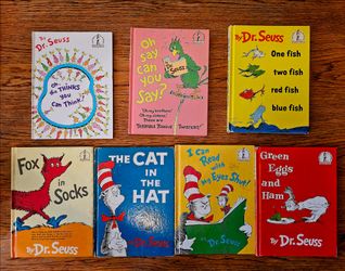 Lot of 7 Vintage Dr. Seuss Hardcover Beginner Books - Inc. Early Edition 1960s Cat In The Hat