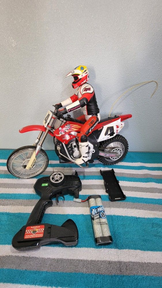 Vintage Radio Shack Ricky Carmichael 1/4 RC Dirt Bike Honda