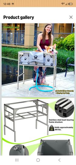 Portable Foldable Dog Bathtub, 300 lb Capacity for Medium and Large Dogs
Stainless Steel Frame with Elevated and Drain, Lightweight and Sturdy, Non Sl