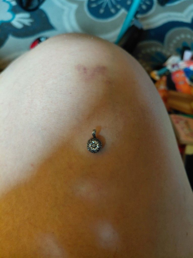 Circle Sterling Silver Diamond Pendant