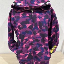 Purple Nd Black Bape Shark Hoodie