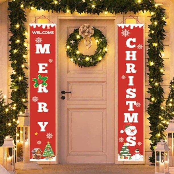 Merry Christmas Banners for Home Wall Indoor/Outdoor Holiday Party Decor