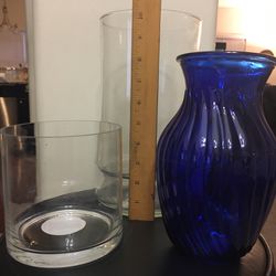 3 Glass Flower Vases