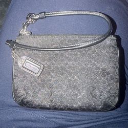 Coach Black/Silver Signature Small Wristlet.