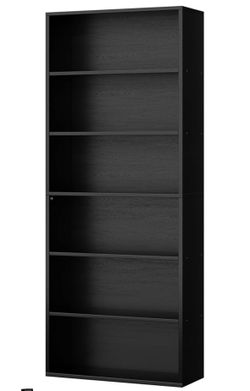 Black 6-Tier Wooden Bookcase NEW