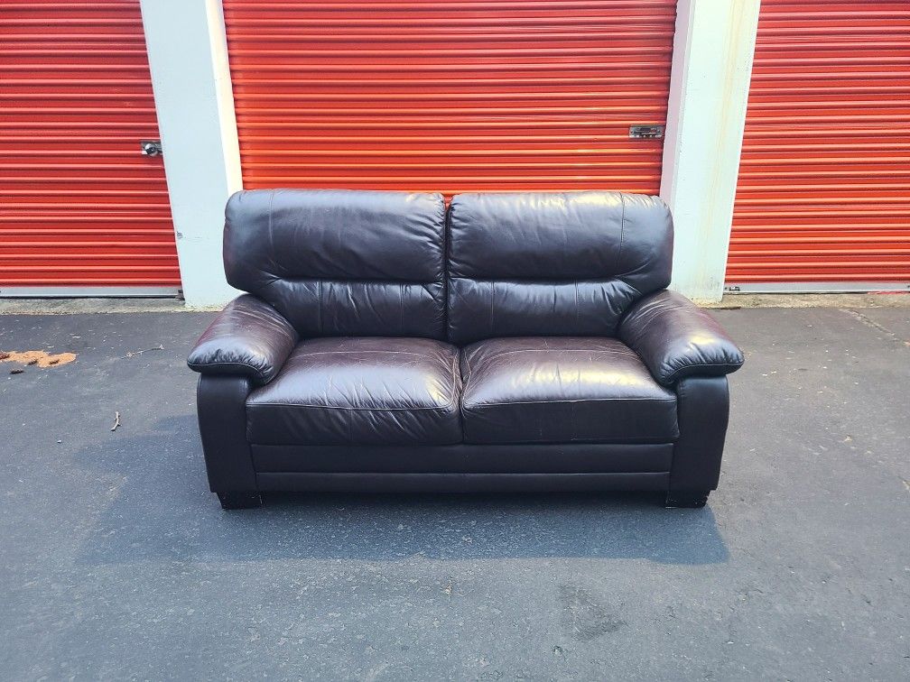 Brown Leather Loveseat Couch - Free Delivery