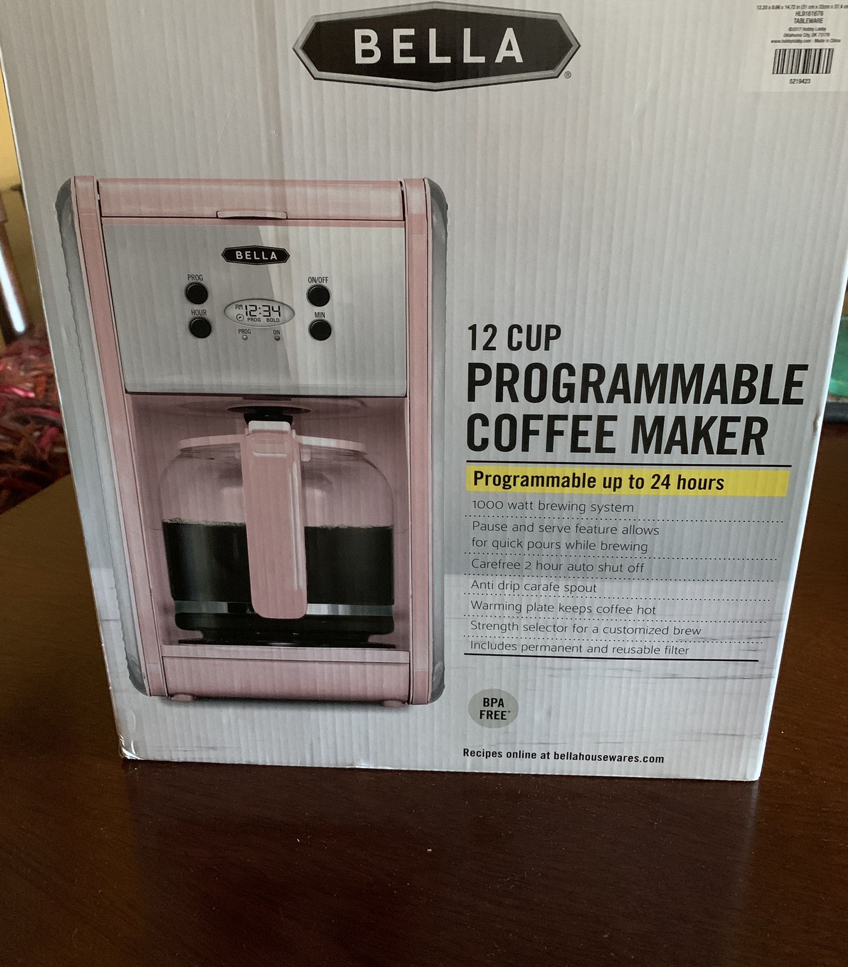 Bella Pastel Pink Retro Coffee Maker