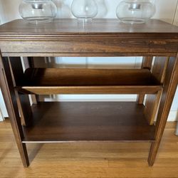 three-tiered Art Deco walnut Side console table Magazine Rack 