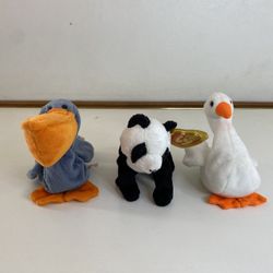 Set of 3 Ty Original Beanie Babies – Scoop, Gracie & China – Pre-Owned