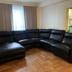 Black Leather Sectional 