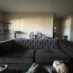 7.5ft Grey Polyester Couch