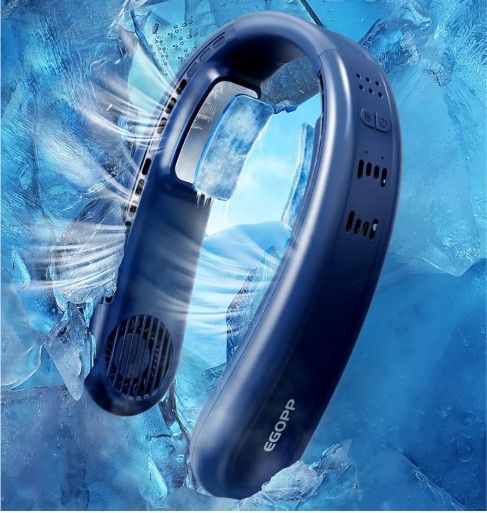 1S Cool Down 30°F Neck Fan with Double Semiconductor Coolers, 360° Surrounded Personal Fans Air Conditioner that Blow Cold Air, 8H lasting Portable Fa