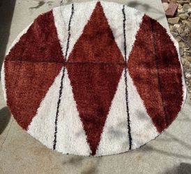 6 foot round area rug - southwest geometric - brown & cream