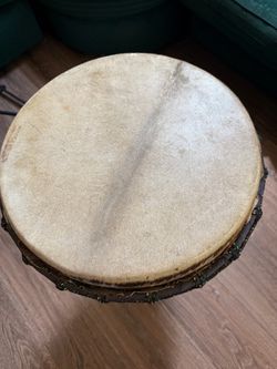 Hand-Carved Dolphin & Marine Life Djembe Drum