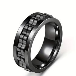 Unique Black Tungsten Gear Ring, 6mm Black Wedding Band, Men's Ring, Comfort Fit
