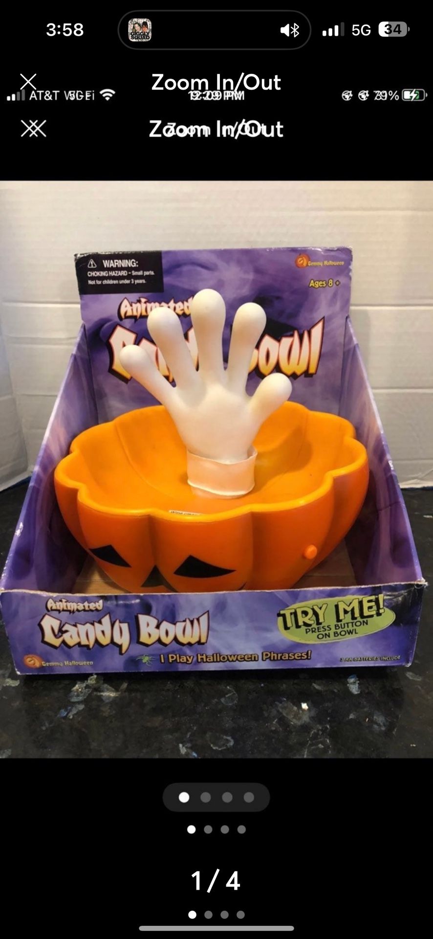 2002 Gemmy animated candy bowl new!