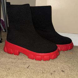 Red And Black Low Top Boots