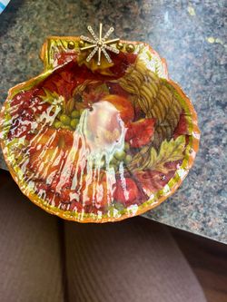 Decorative Decoupage Scallop Shell Dish
