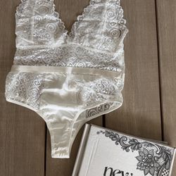 New: New Even White Small Lingerie Teddy Bodysuit Lace Boho Chic Festival Wear