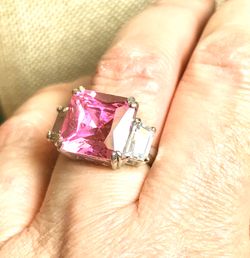 Sterling Pink Stone Ring