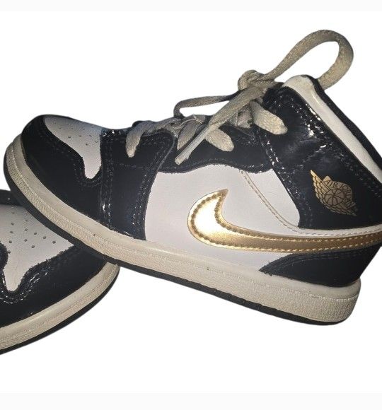 Toddler Jordan 1 Black/White/Gold – Size 10