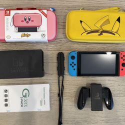 Nintendo Switch + Pikachu + Kirby Case!