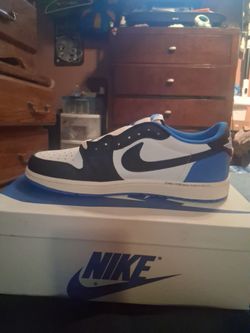 Air Jordan 1 Retro Low x Fragment Design x Travis Scott x 'Sail Black Military Blue
