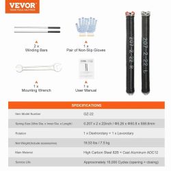 Garage Door Torsion Springs, Pair of 0.207 x 2 x 22inch, 16000 Cycles, Garage Door Springs with Non-Slip Winding Bars, Gloves and Mounting Wrench, Ele