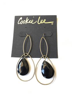 Bronze/onyx dangle earrings