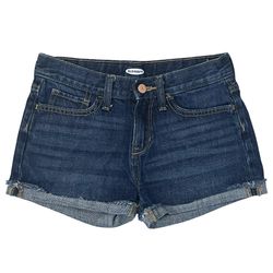 Old Navy Girls 14 Denim Shorts Dark Wash Blue Cuffed Distressed Hem Cotton