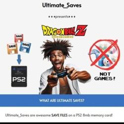PS2 8MB Memory Card w 9 Dragon Ball Z Saved Game Data Collection