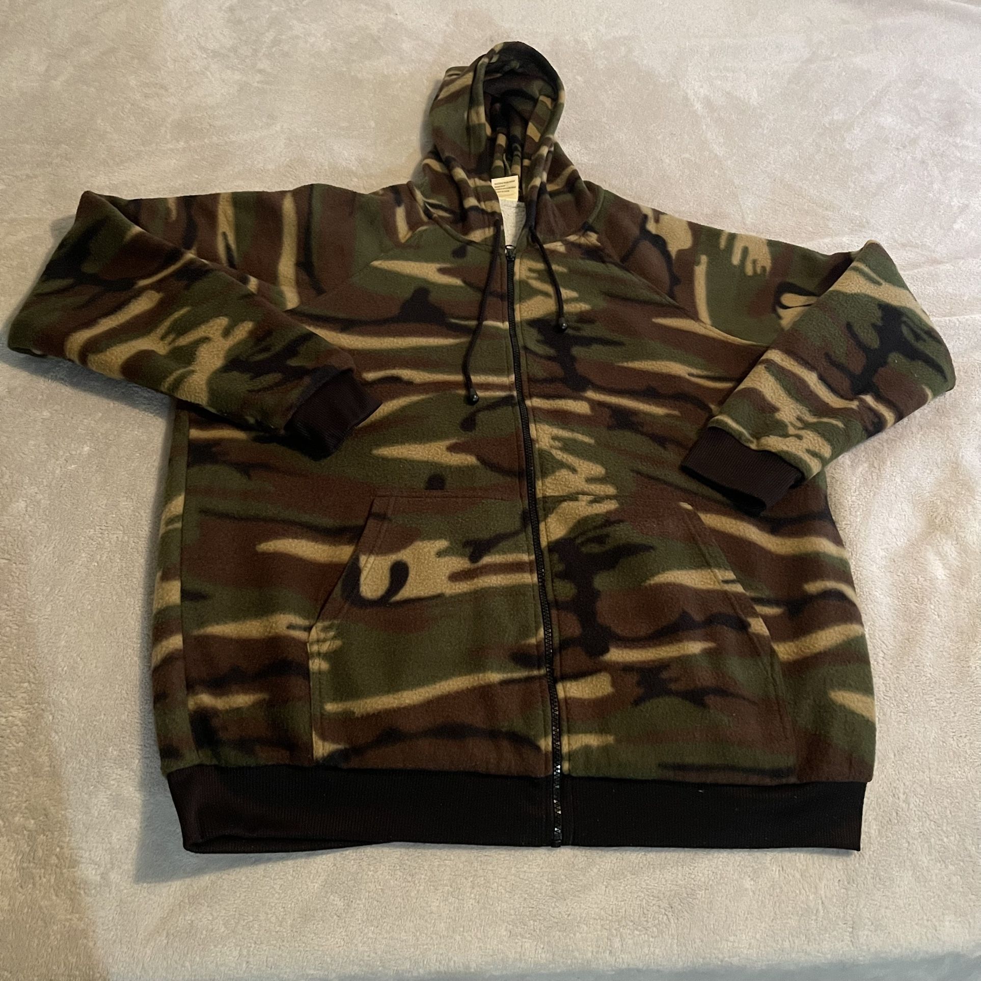 Camouflage Hoodie Men Large Full Zip Fleece Workout Sweatshirt Pullover Sweater