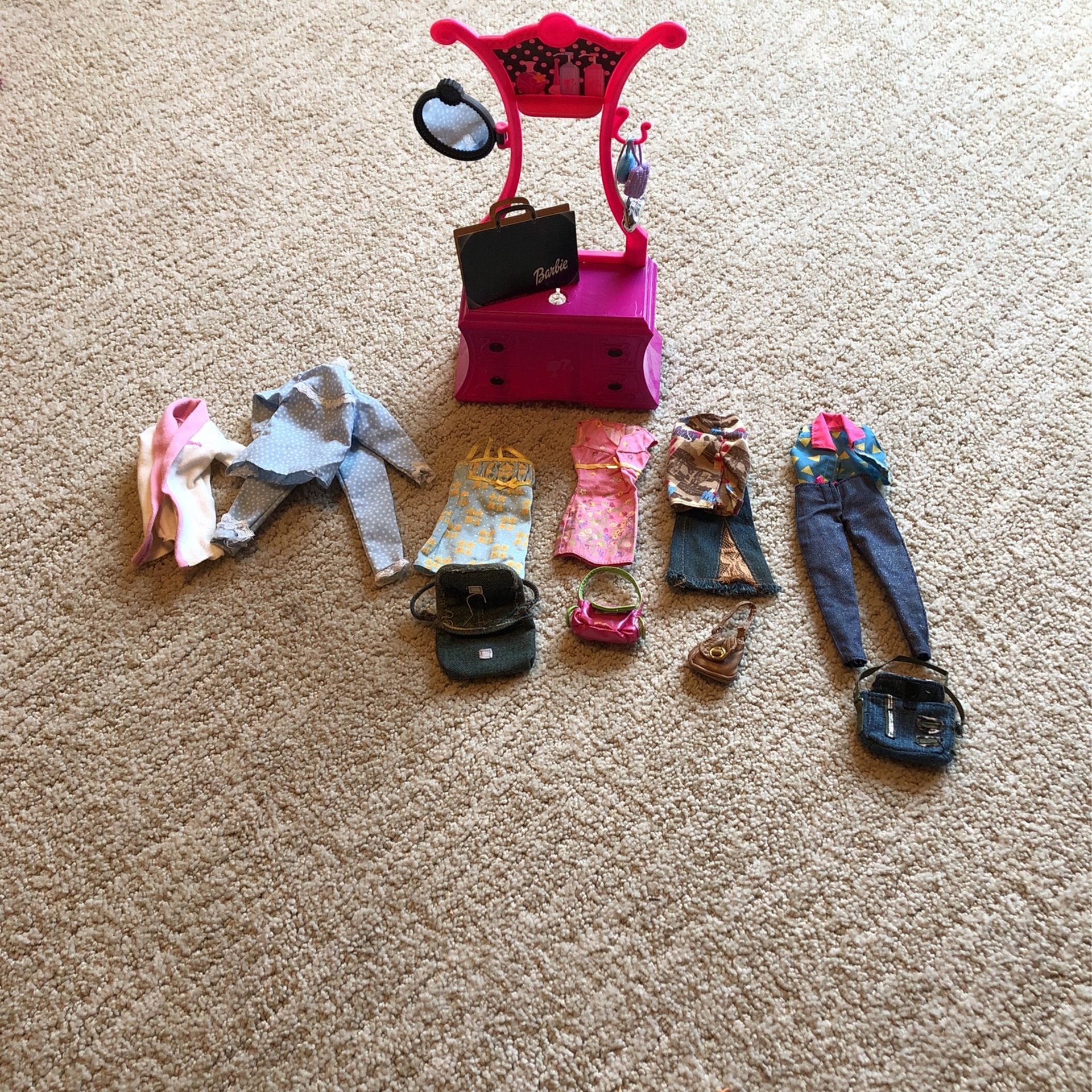 Barbie Clothes And Dresser