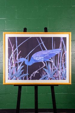 Blue Heron by Dan Goad - Framed Lithograph - Delivery Available