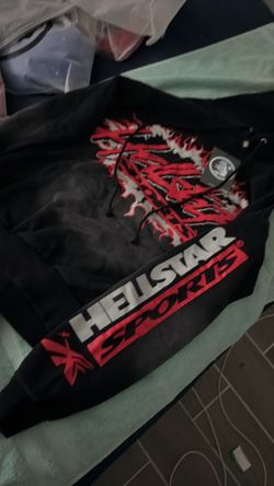 Red on black hell star hoodie
