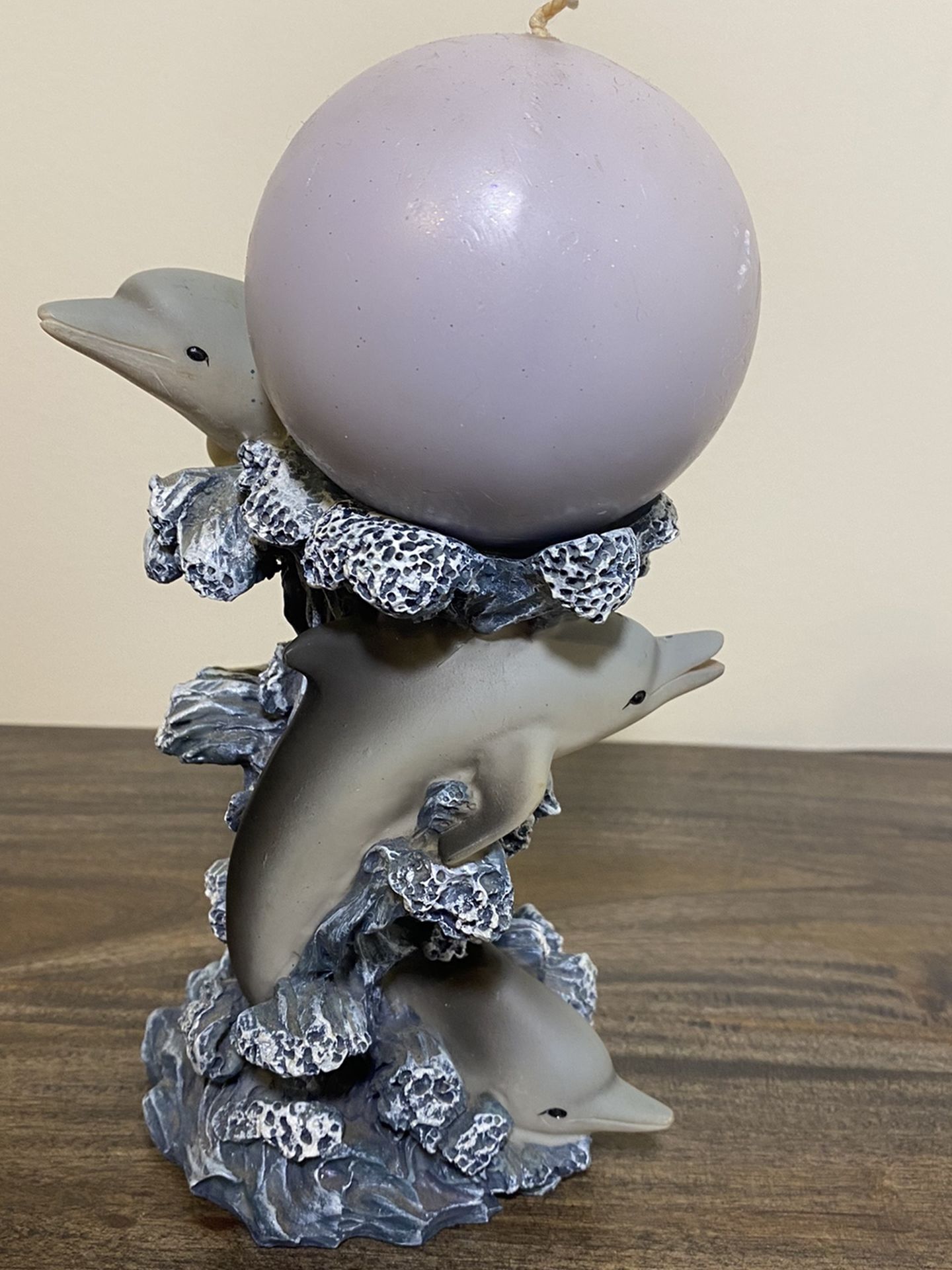 3 Dolphins Nautical Water Figurine Candle Votive Holder